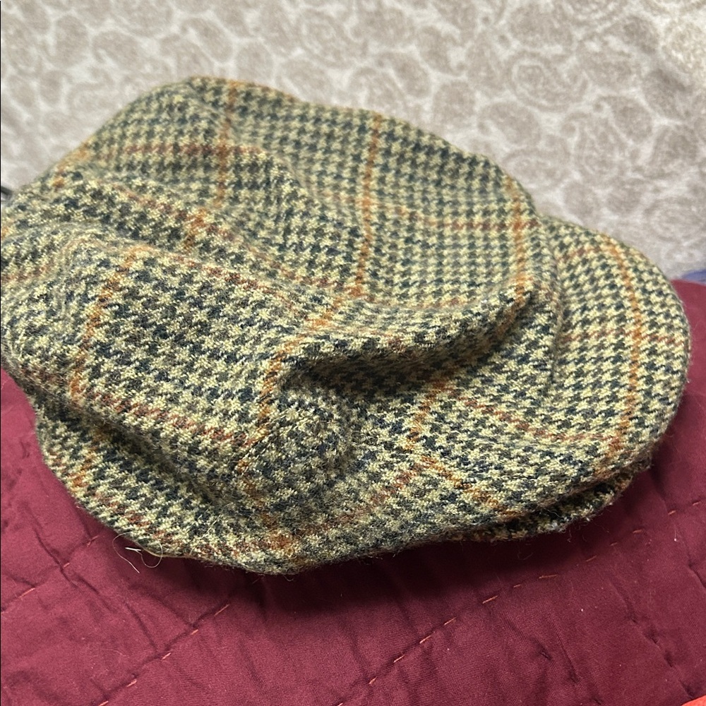 Weatherproof Olive and Brown Houndstooth Newsboy Cap